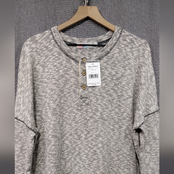 NWT Free People Beach Sleep To Dream Pullover Women's S Gray Casual Comfy Retro - Picture 4 of 14